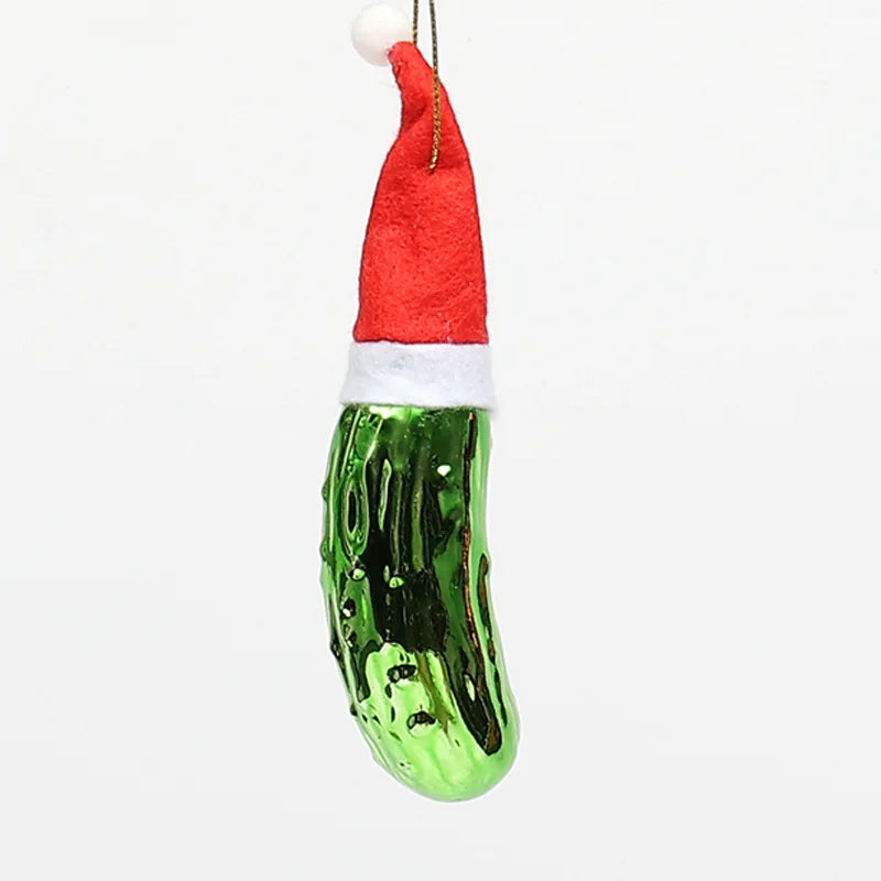Adorno colgante de pepino de cristal para árbol de Navidad.