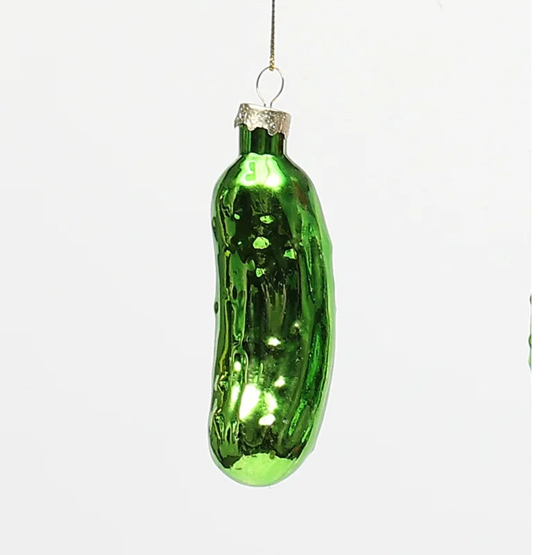 Adorno colgante de pepino de cristal para árbol de Navidad.