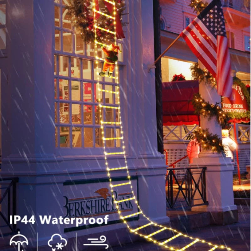 Papá Noel con escalera LED luminosa