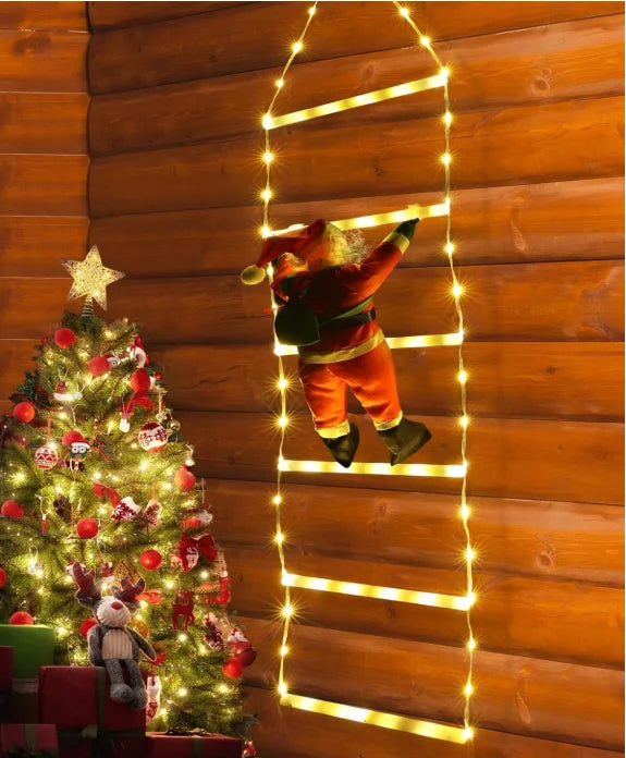 Papá Noel con escalera LED luminosa