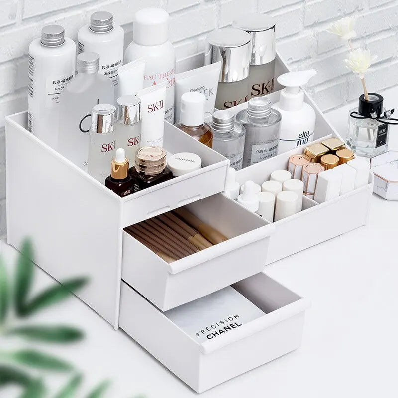 caja de almacenamiento de maquillaje, cosméticos, cuidado de la piel y tocador.