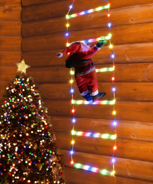 Papá Noel con escalera LED luminosa