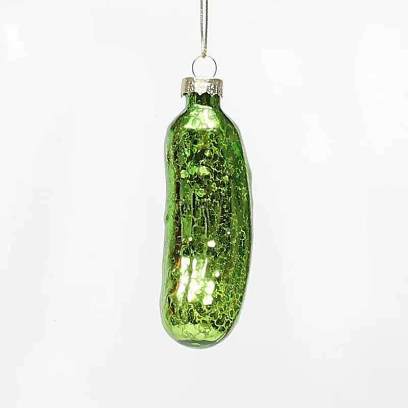 Adorno colgante de pepino de cristal para árbol de Navidad.