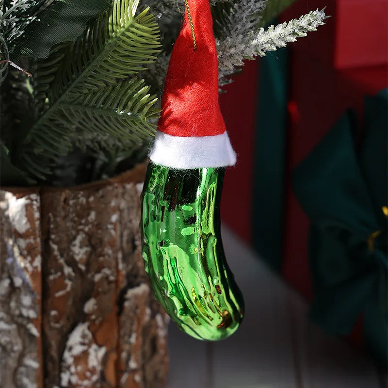 Adorno colgante de pepino de cristal para árbol de Navidad.